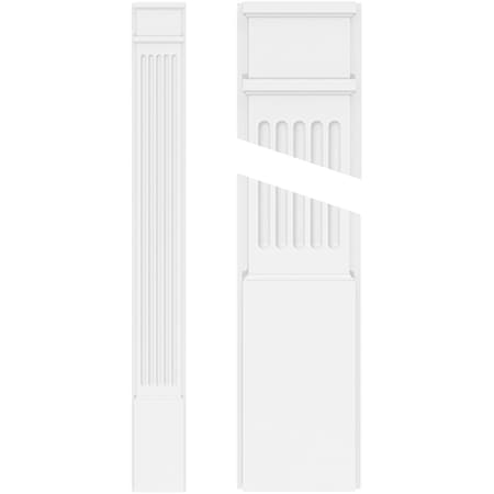 Ekena Millwork Fluted PVC Pilaster w/Decorative Capital & Base, 8W x 72H x 2P, PR PILP08X072FL02-2